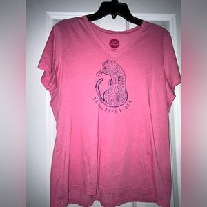 Women’s Life is Good Pawsitive Vibes Pink Tee